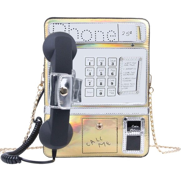 Women Laser Telephone Crossbody Bag Reflective Funky Fashion Purse - Picture 1 of 6